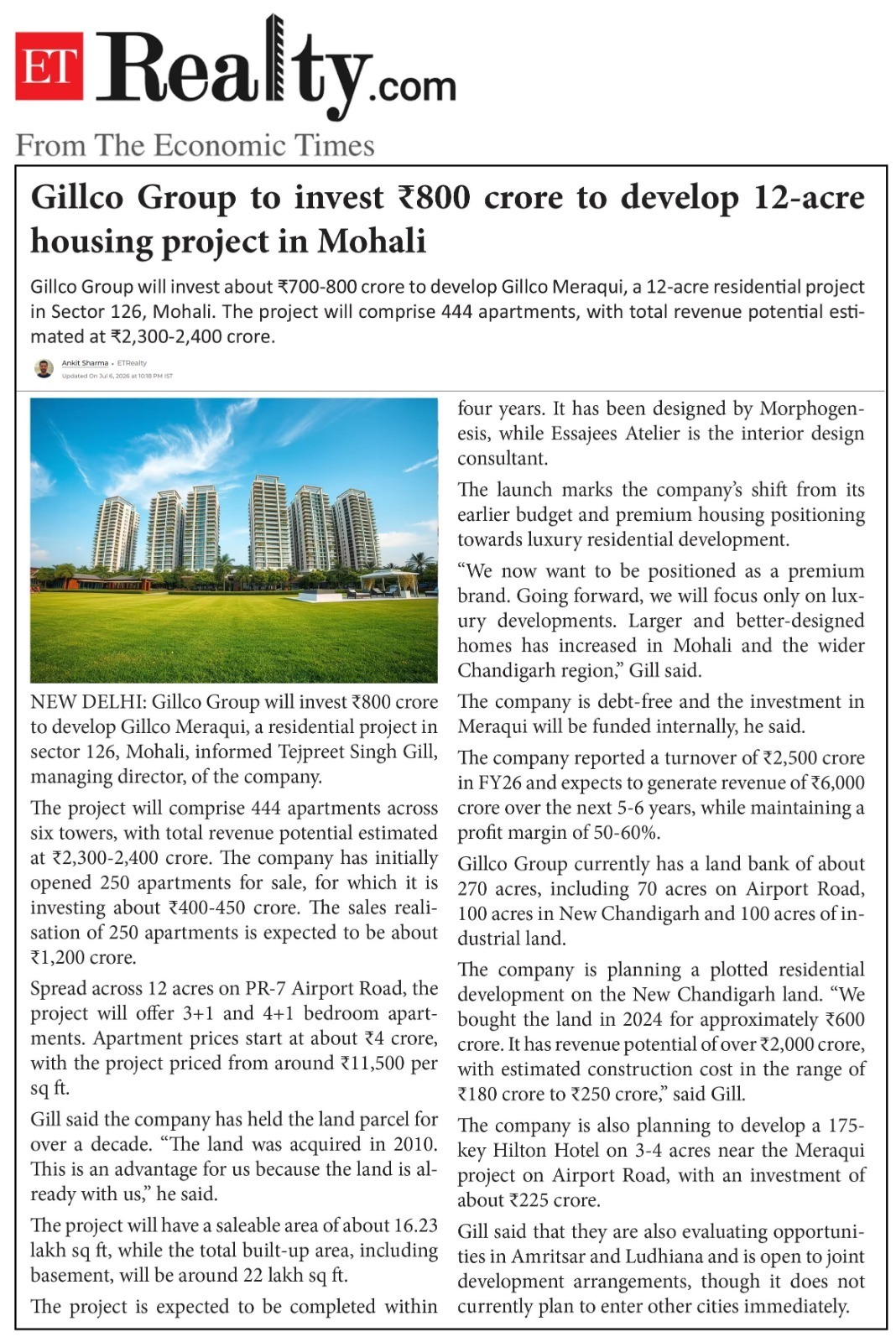 Exclusive Story in ET realty